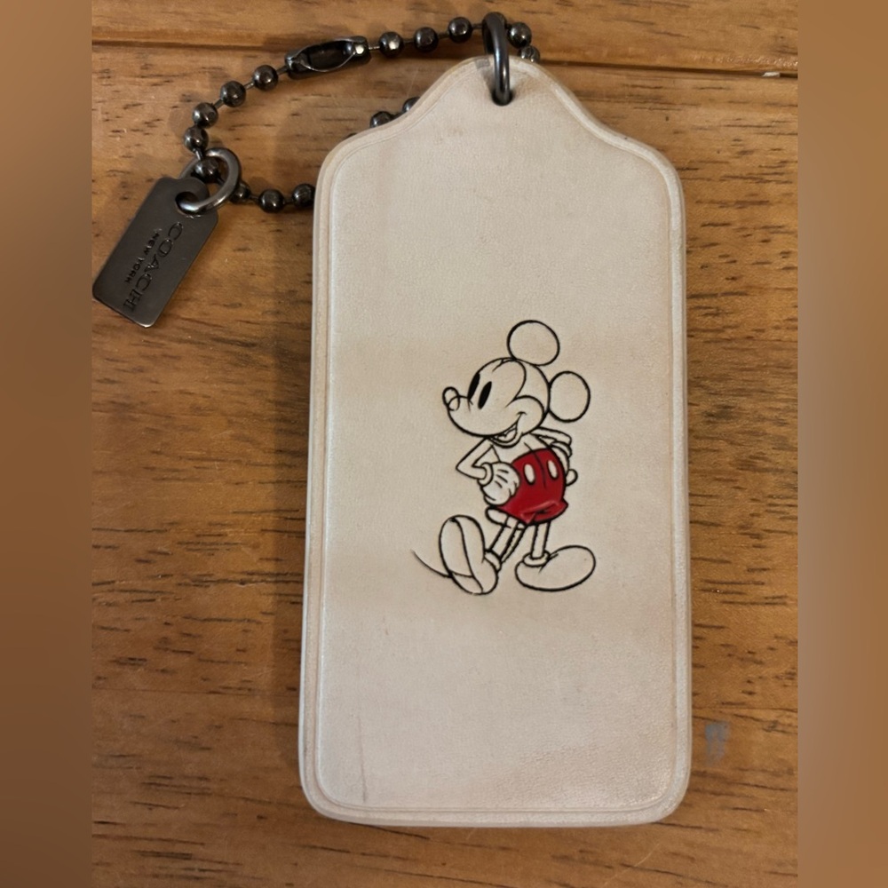 (0030) Disney x Coach Mickey Mouse Leather Key Chain or Bag Tag Pre Loved